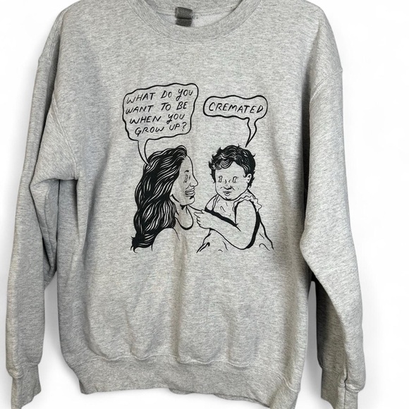 Grey Dark Humor Alt Graphic Crewneck - Picture 2 of 5